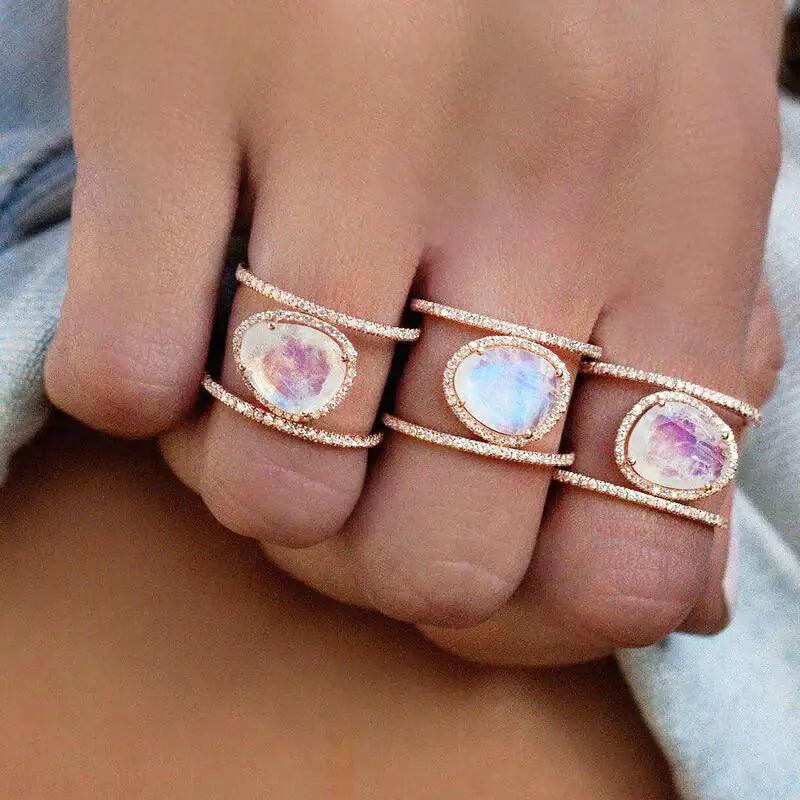 ✨ New Beginning Double Band Moonstone Ring: Hope, Intuition, & Endless Possibilities ✨ - Orgone Energy Australia