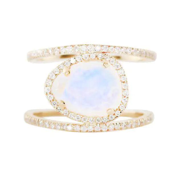 ✨ New Beginning Double Band Moonstone Ring: Hope, Intuition, & Endless Possibilities ✨ - Orgone Energy Australia