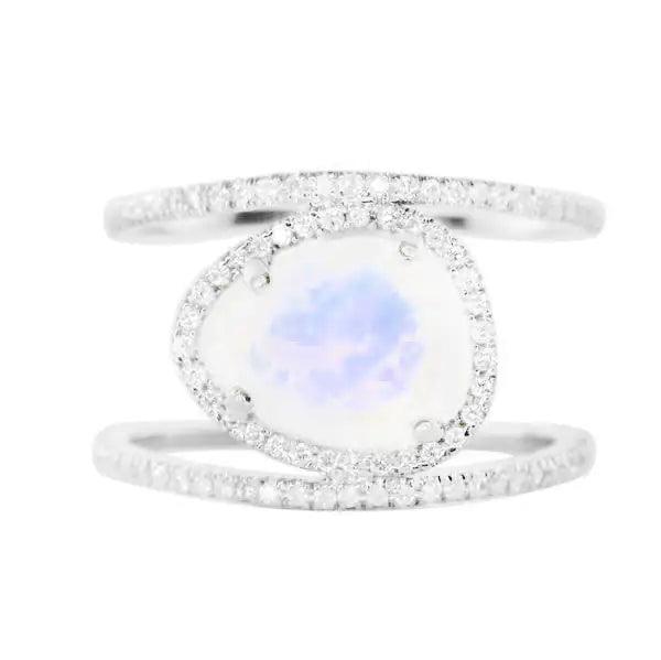 ✨ New Beginning Double Band Moonstone Ring: Hope, Intuition, & Endless Possibilities ✨ - Orgone Energy Australia