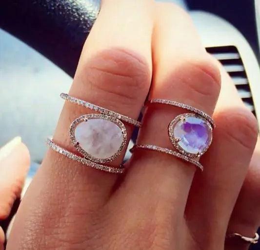✨ New Beginning Double Band Moonstone Ring: Hope, Intuition, & Endless Possibilities ✨ - Orgone Energy Australia