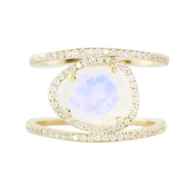 ✨ New Beginning Double Band Moonstone Ring: Hope, Intuition, & Endless Possibilities ✨ - Orgone Energy Australia