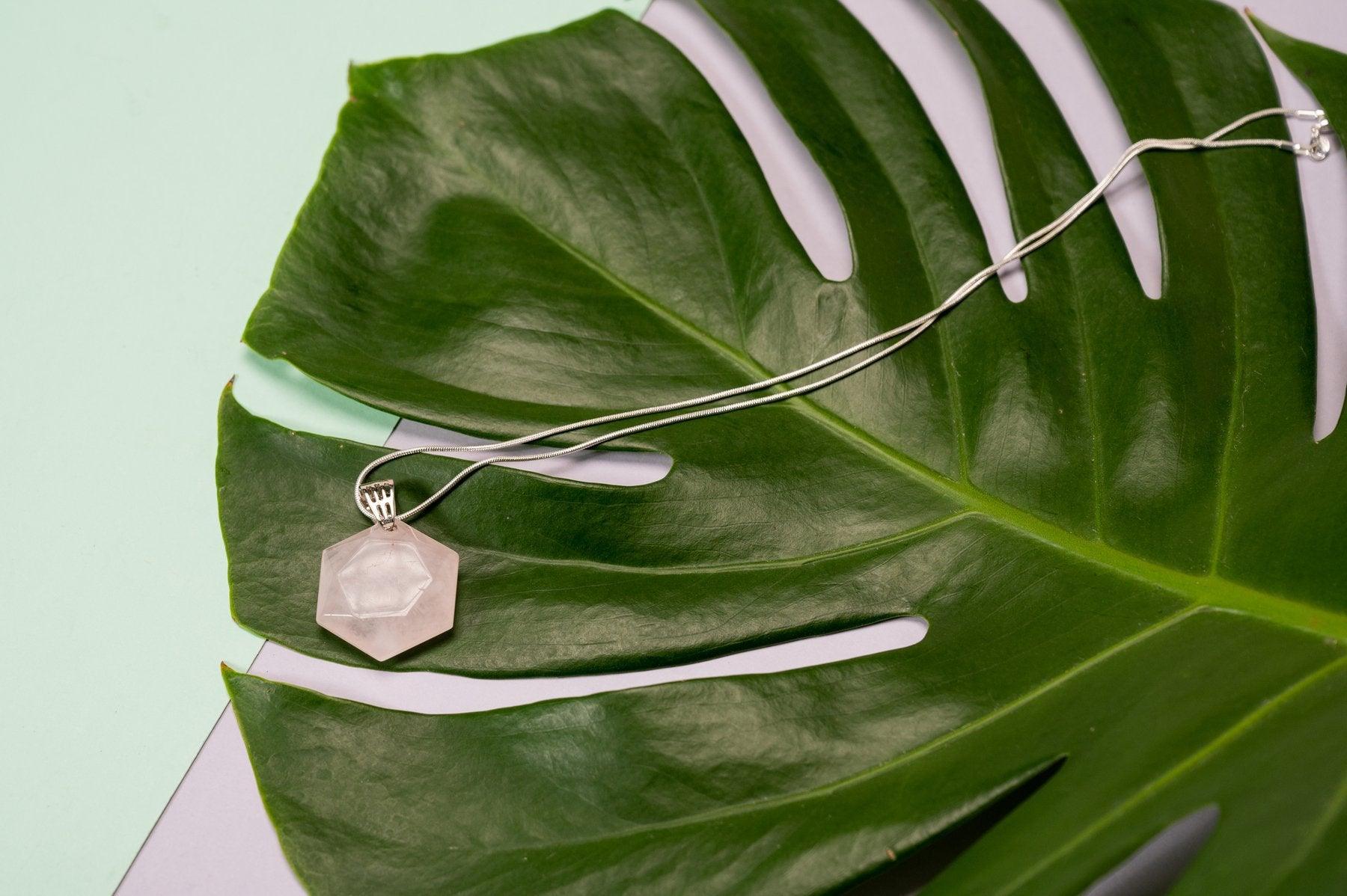 Rose Quartz Facet Hexagon Harmony Wear for EMF Protection