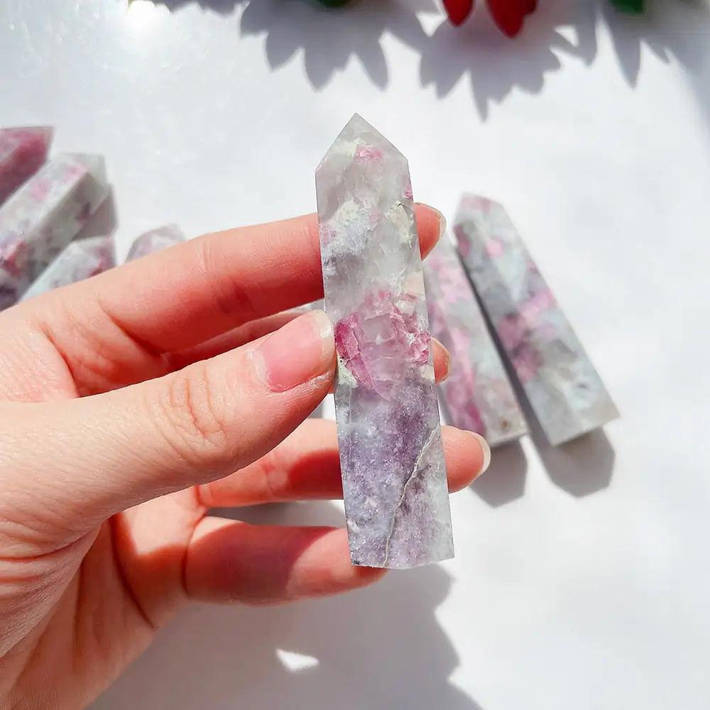 Natural Plum Blossom Tourmaline Point - Orgone Energy Australia