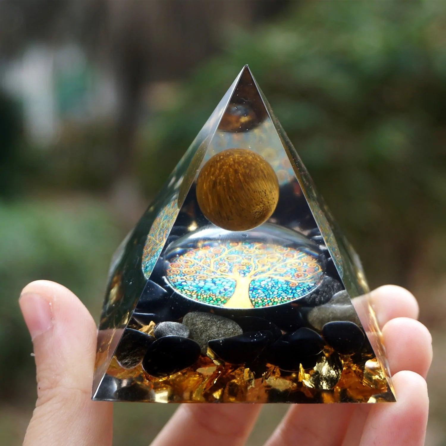 Obsidian Orgonite Pyramid - Orgone Energy Australia