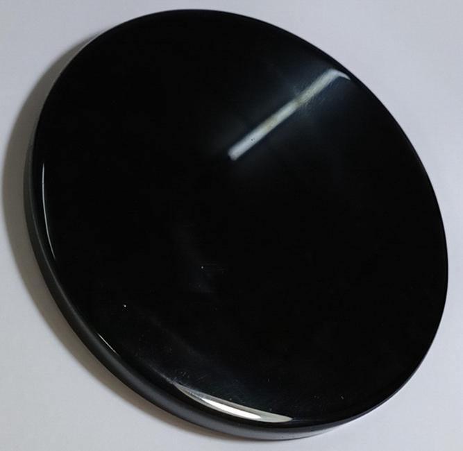 round black obsidian plate mirror